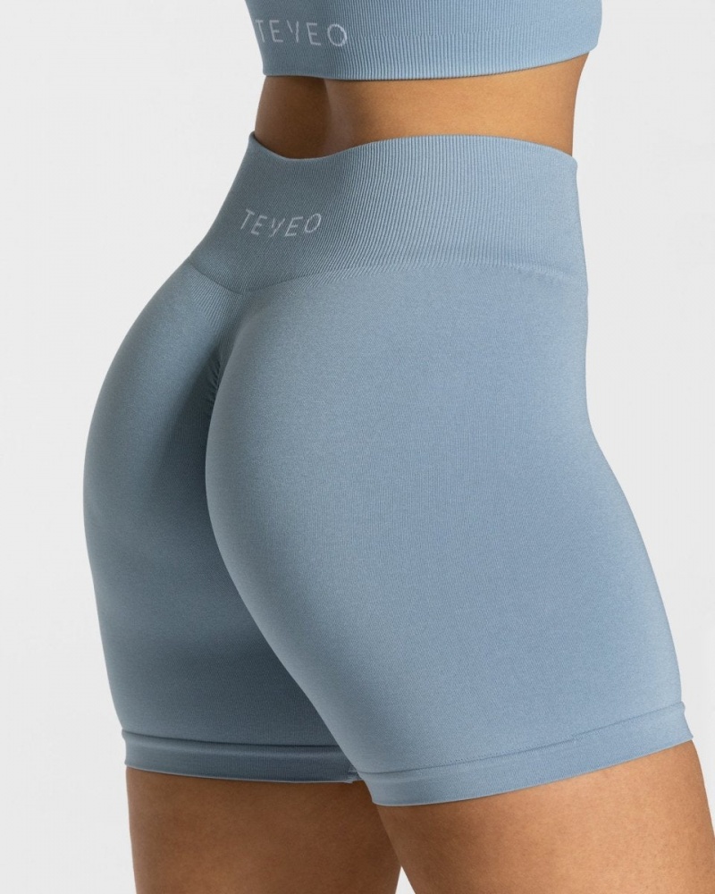 Grey Blue Teveo Timeless Scrunch Women's Shorts | UK-RXPQ81673