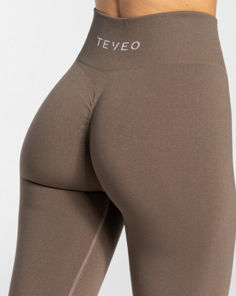 Grey Brown Teveo Timeless Scrunch Women's Leggings | UK-ARTD75326