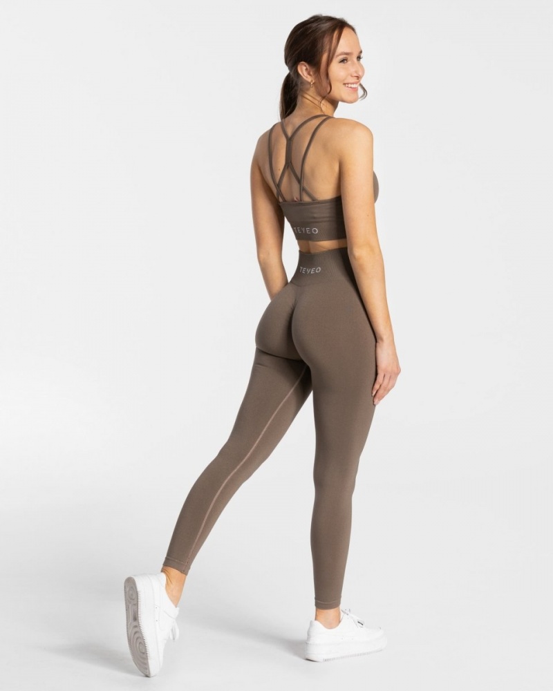 Grey Brown Teveo Timeless Scrunch Women's Leggings | UK-ARTD75326