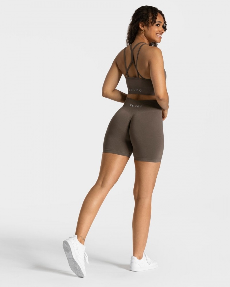 Grey Brown Teveo Timeless Scrunch Women's Shorts | UK-WRIU89470