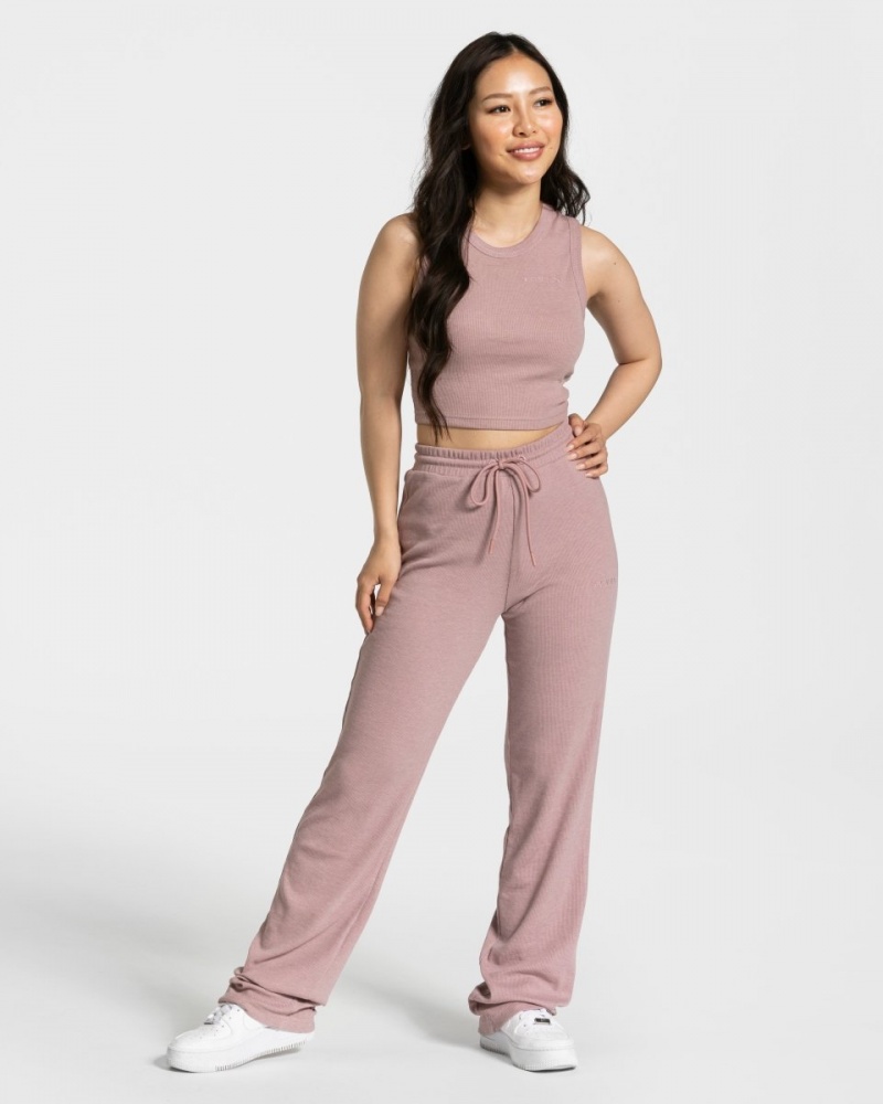 Grey Pink Teveo Lounge Crop Women's Tops | UK-YBZR75610