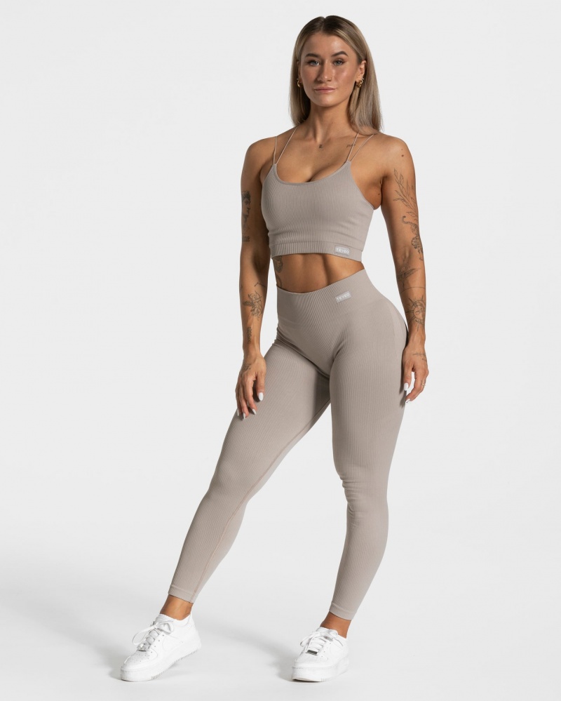 Grey Teveo Elegant Scrunch Women's Leggings | UK-WAOX41298