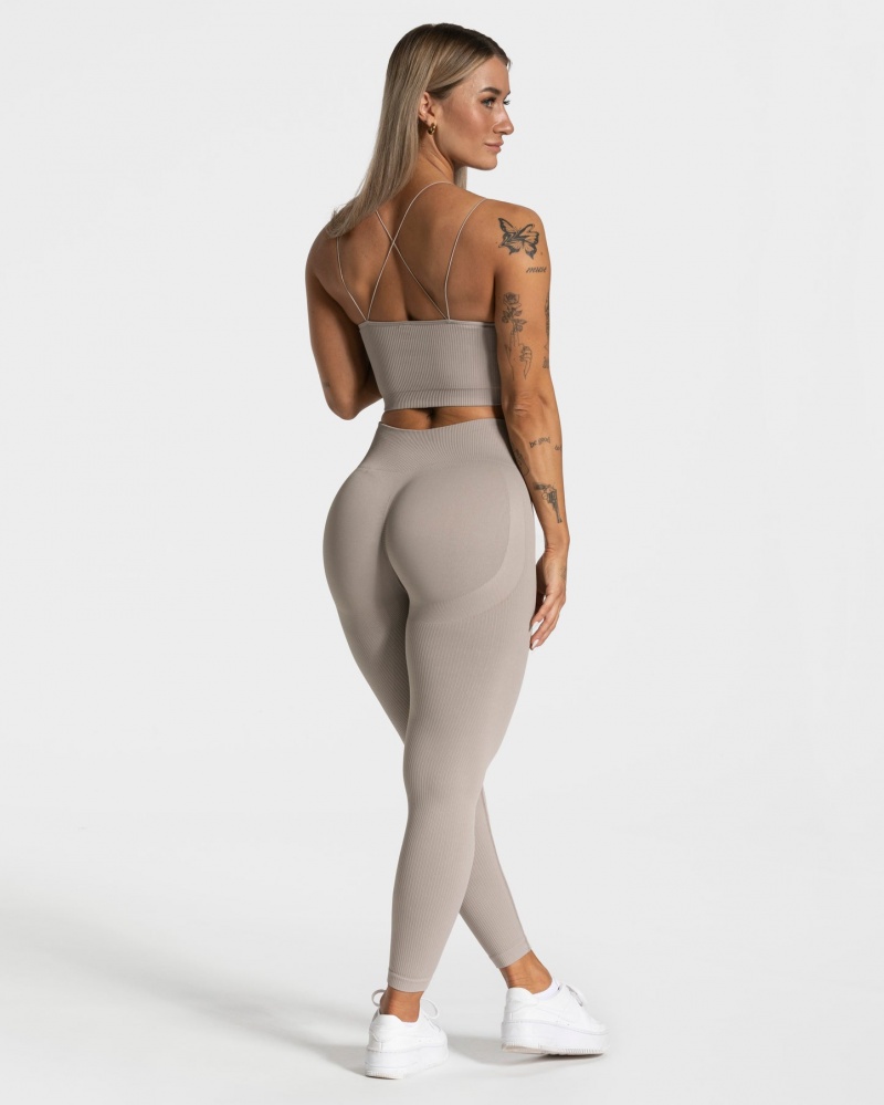 Grey Teveo Elegant Scrunch Women's Leggings | UK-WAOX41298