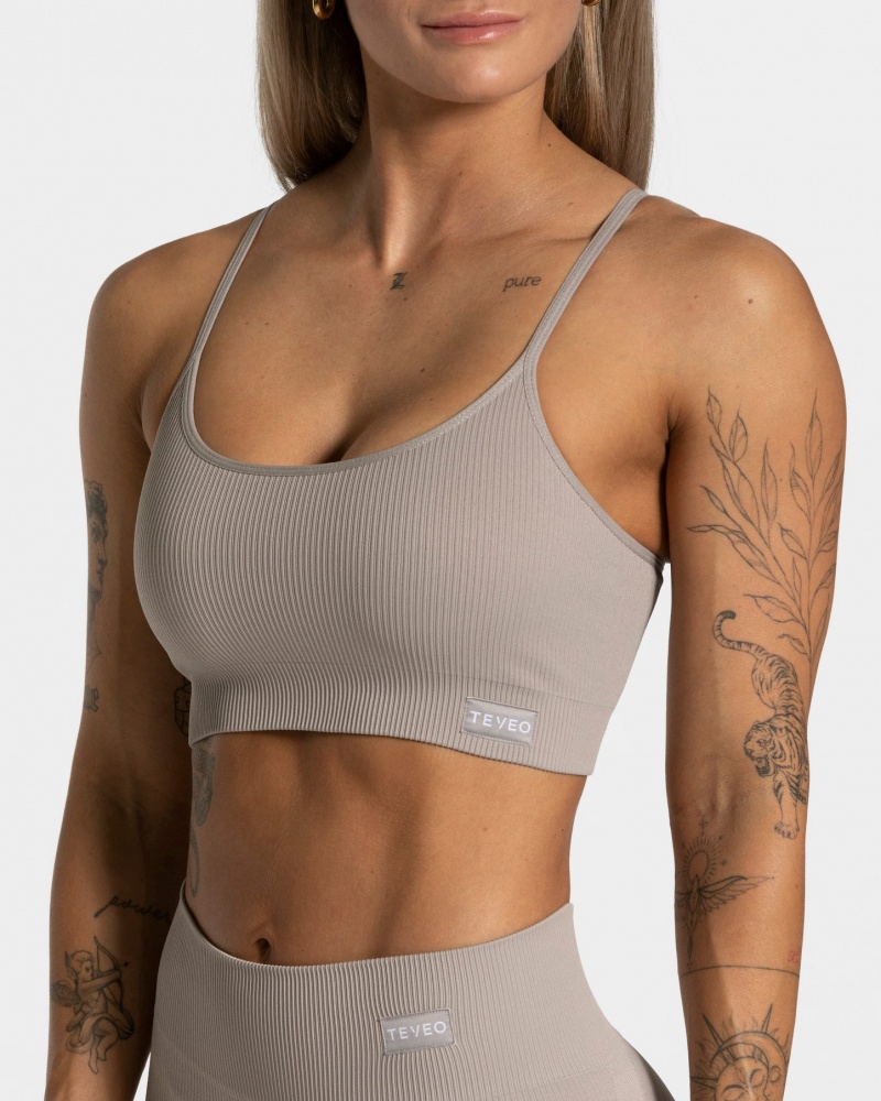 Grey Teveo Elegant Women's Sports Bra | UK-TOEC15360