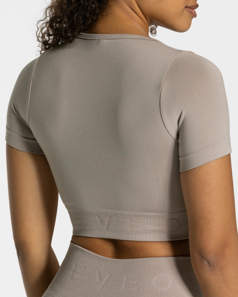 Grey Teveo Focus Crop Women's Tops | UK-SPOZ12645