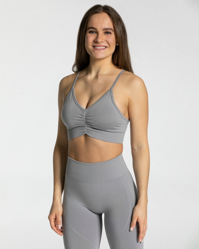 Grey Teveo Focus Women\'s Sports Bra | UK-CQHK19584