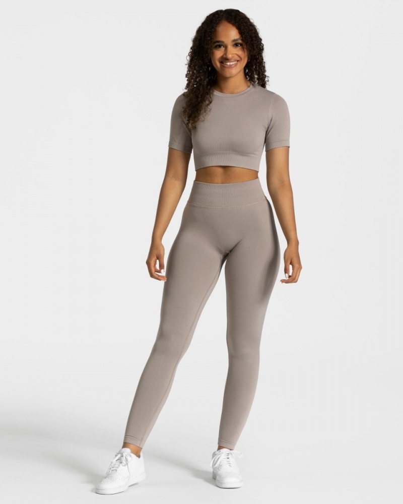 Grey Teveo Sensation Crop Women's Tops | UK-YRKC60253