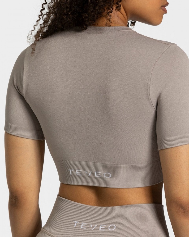 Grey Teveo Sensation Crop Women's Tops | UK-YRKC60253