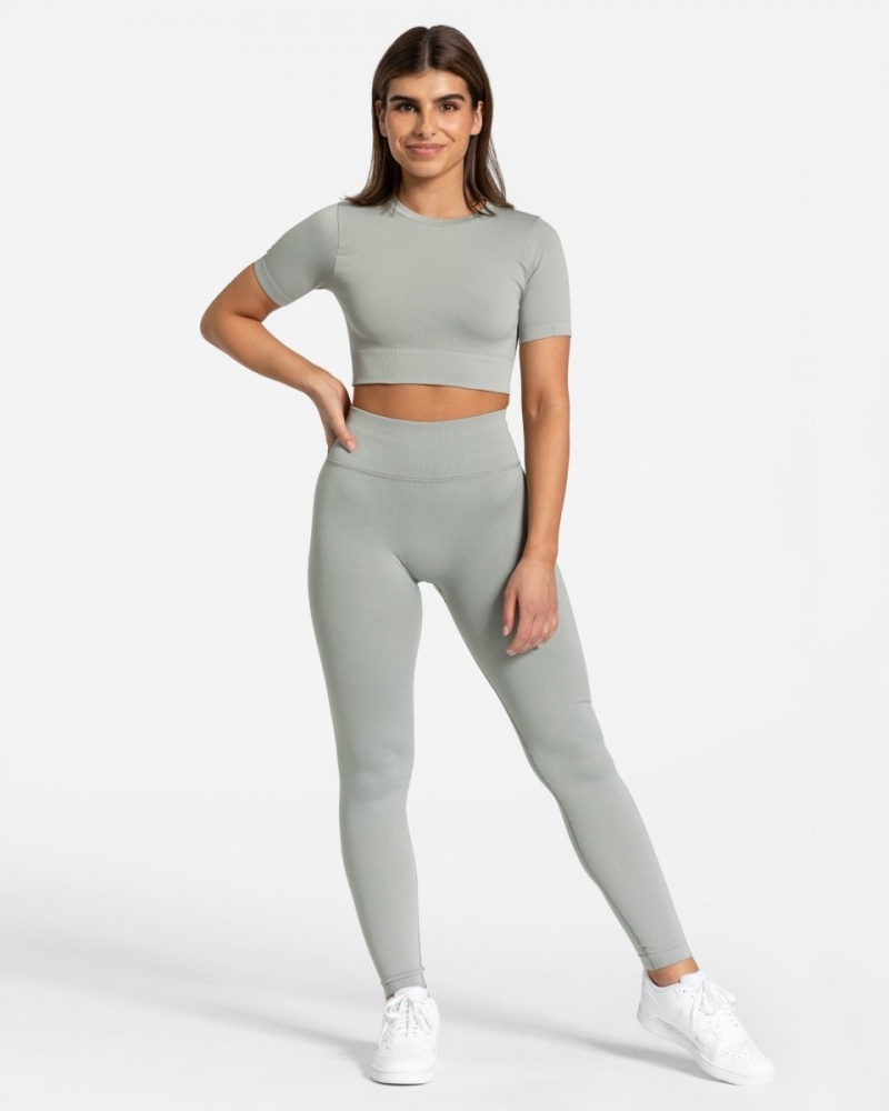 Grey Teveo Sensation Crop Women's Tops | UK-RSUO68501