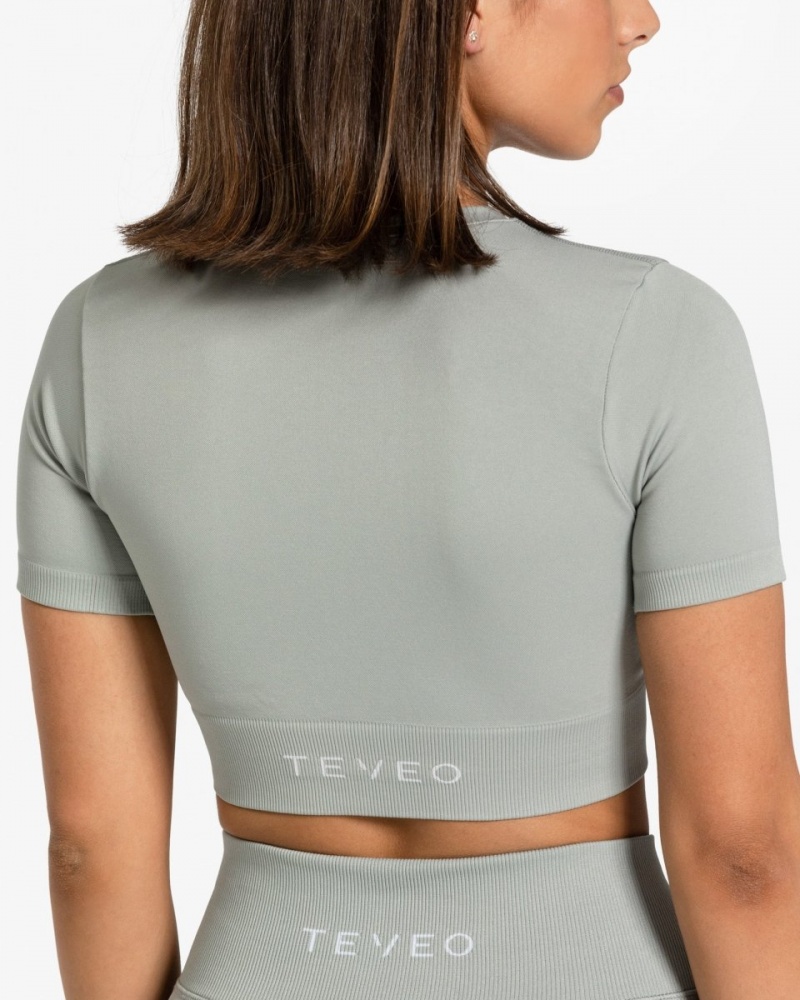 Grey Teveo Sensation Crop Women's Tops | UK-RSUO68501