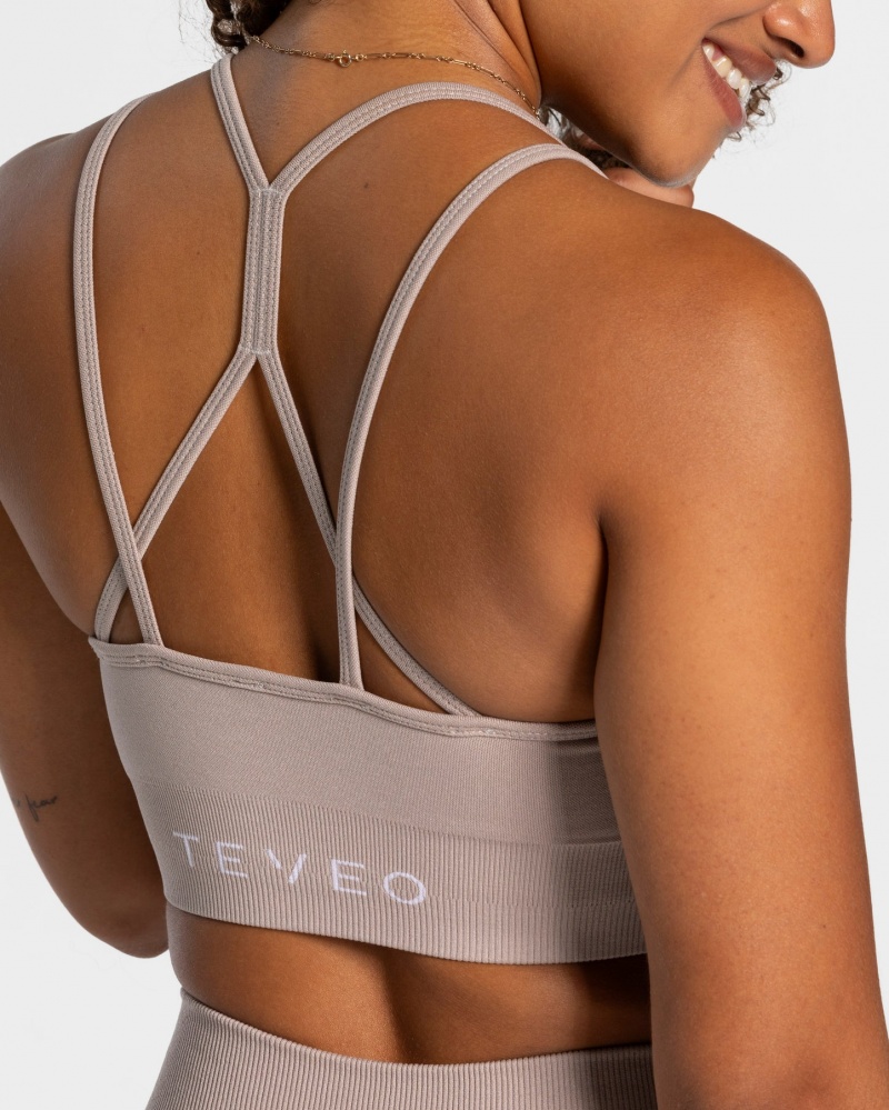 Grey Teveo Timeless Scrunch Women's Sports Bra | UK-XJFI72615