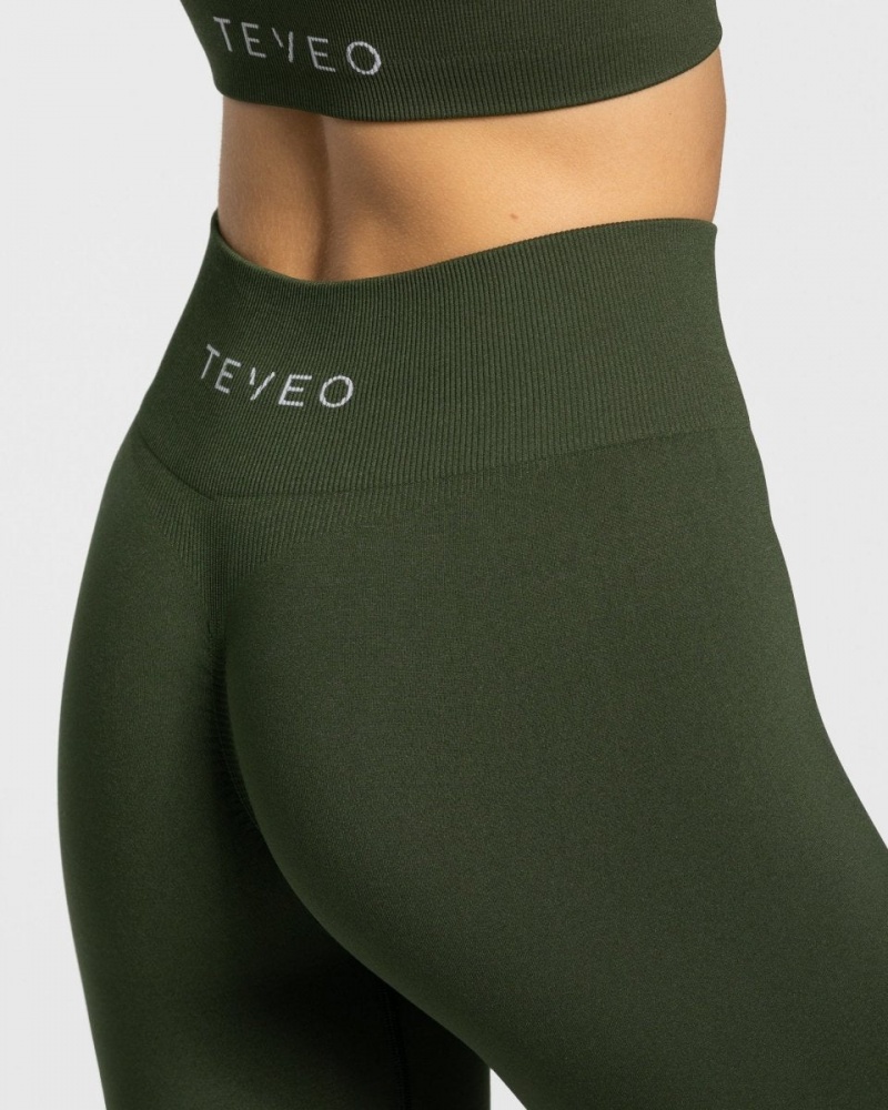 Khaki Teveo Timeless Scrunch Women's Leggings | UK-NKBZ27910