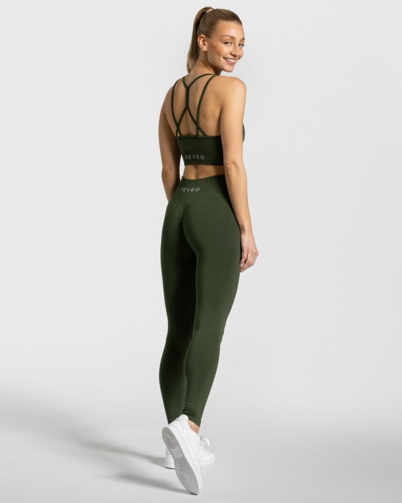 Khaki Teveo Timeless Scrunch Women's Leggings | UK-NKBZ27910