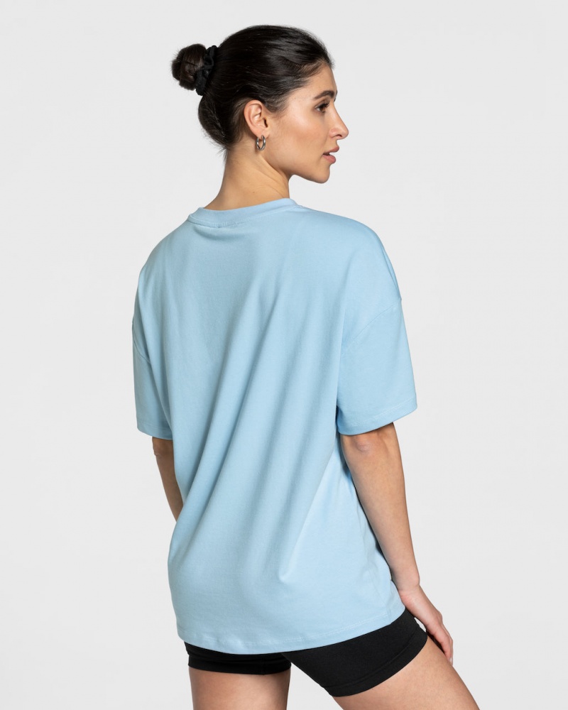 Light Blue Teveo College Oversized Women's T-Shirt | UK-NEMG52347