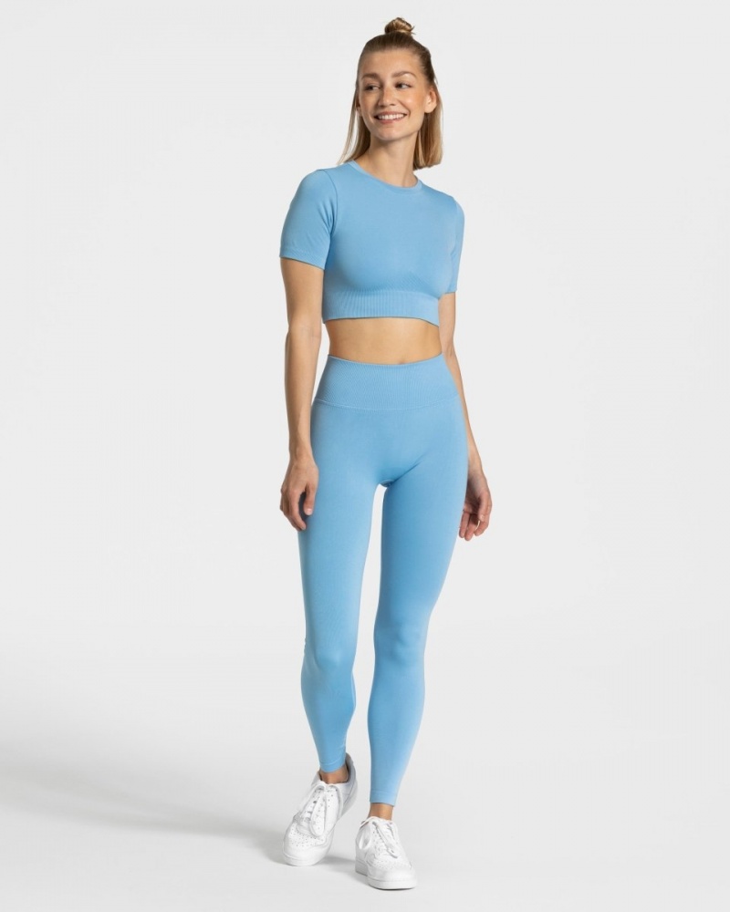 Light Blue Teveo Sensation Crop Women's Tops | UK-CFLY40679