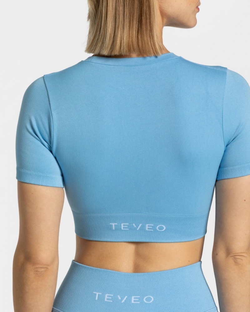 Light Blue Teveo Sensation Crop Women's Tops | UK-CFLY40679