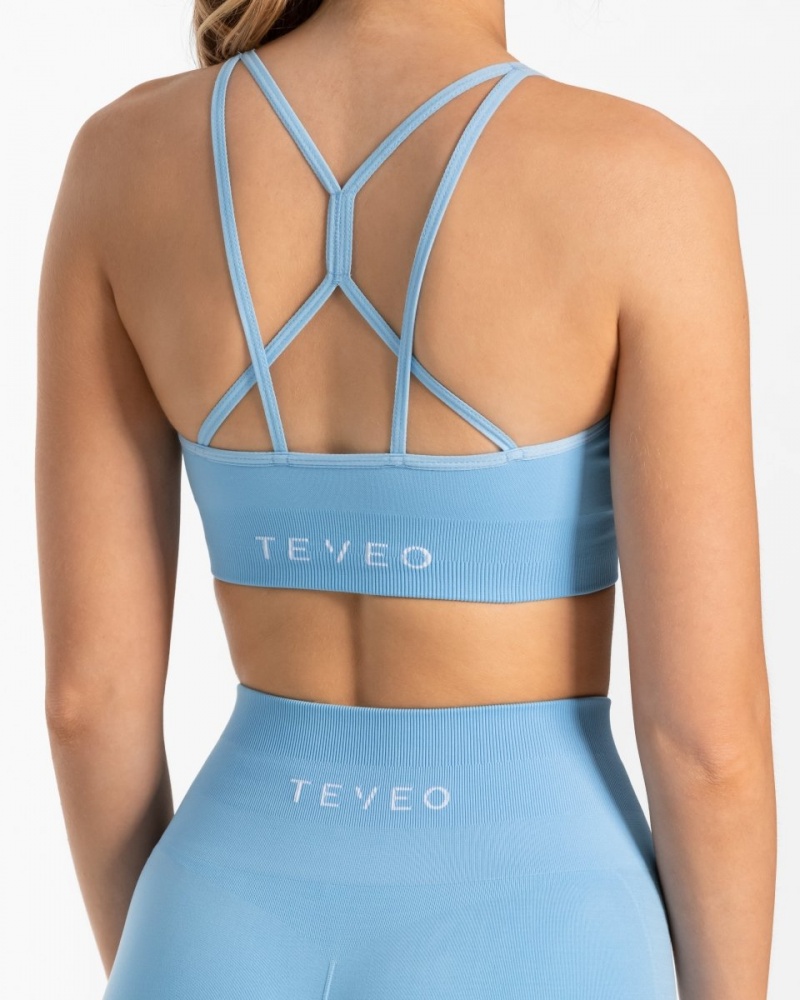 Light Blue Teveo True Women's Sports Bra | UK-AXJT69217