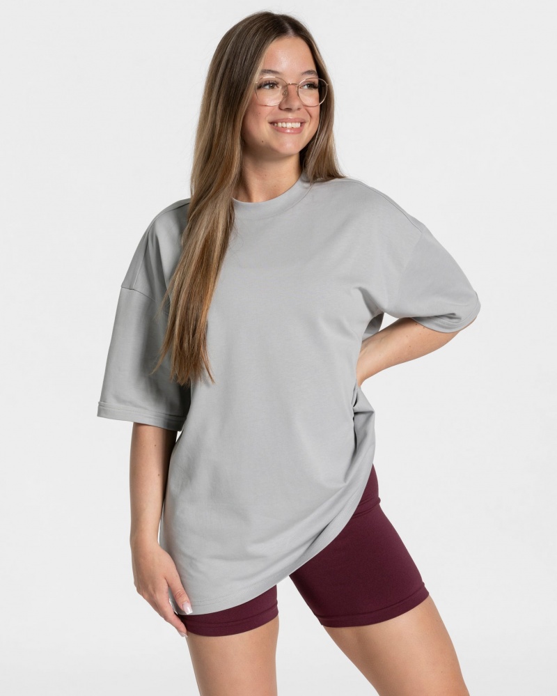 Light Grey Teveo Candy Oversized Women's T-Shirt | UK-JMKY18075