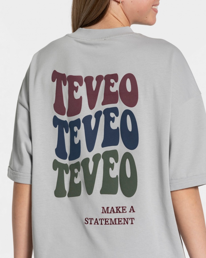 Light Grey Teveo Candy Oversized Women's T-Shirt | UK-JMKY18075