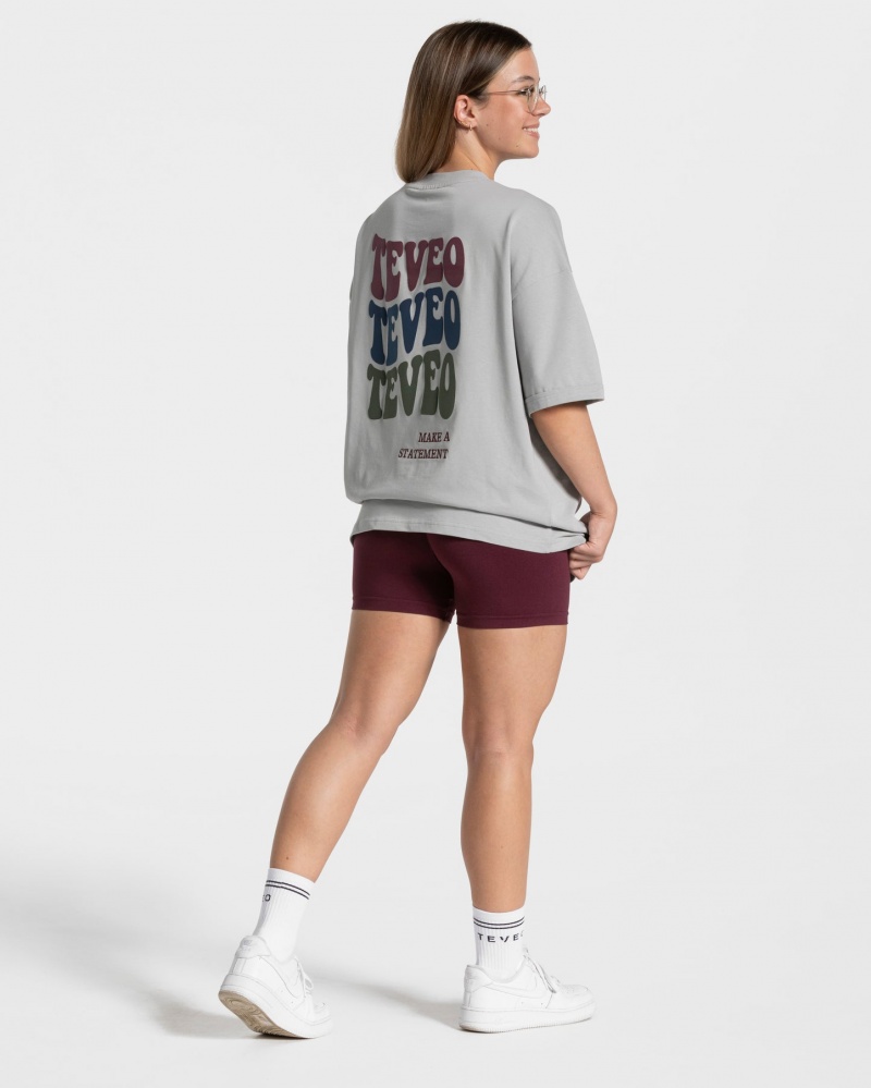 Light Grey Teveo Candy Oversized Women's T-Shirt | UK-JMKY18075