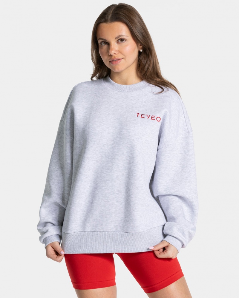 Light Grey Teveo Signature Oversized Women's Sweaters | UK-SOTQ63852