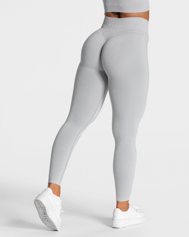 Light Grey Teveo Statement Scrunch Women's Leggings | UK-GWSJ50186