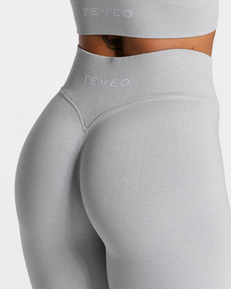 Light Grey Teveo Statement Scrunch Women's Leggings | UK-GWSJ50186