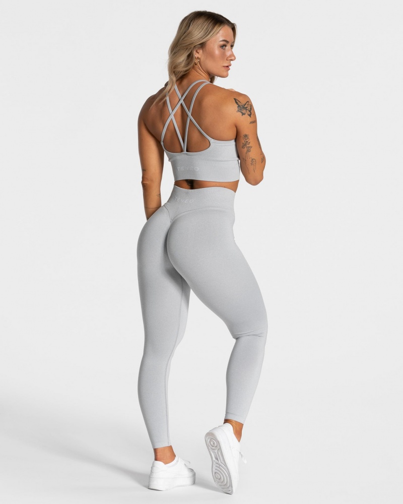 Light Grey Teveo Statement Scrunch Women's Leggings | UK-GWSJ50186