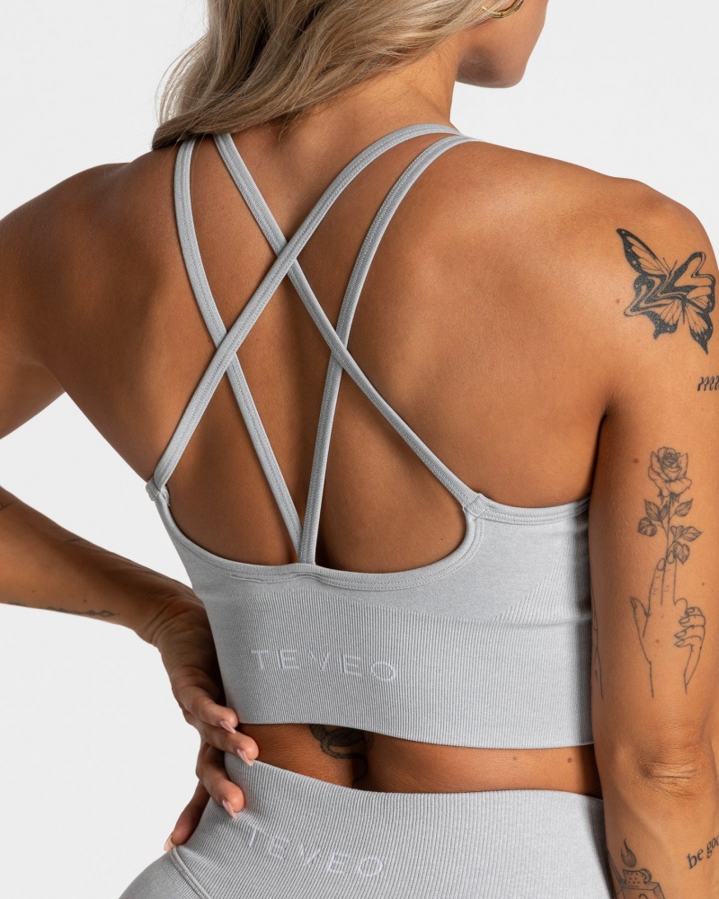 Light Grey Teveo Statement Women's Sports Bra | UK-TNGC12659