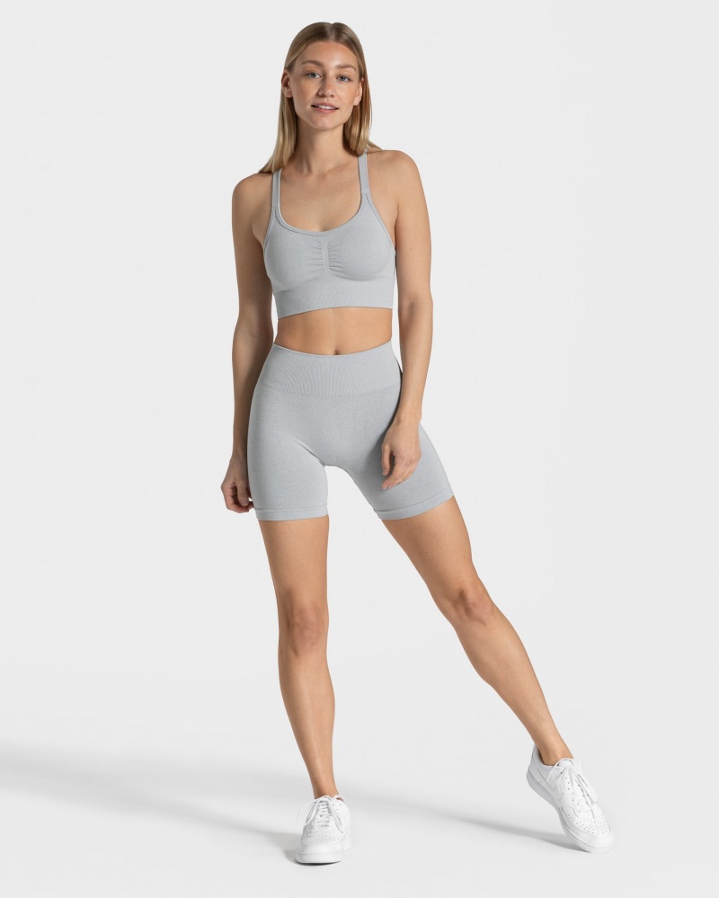 Light Grey Teveo Timeless Scrunch Women's Shorts | UK-QZCY95167