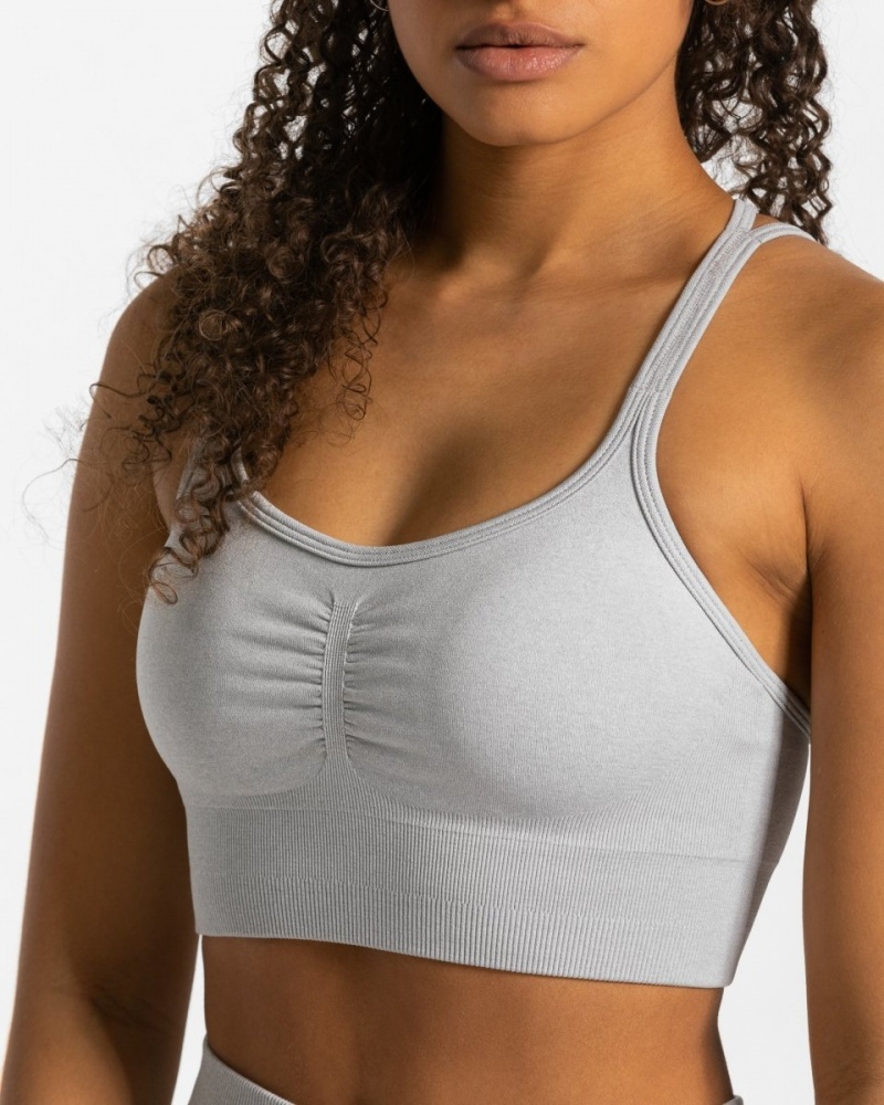 Light Grey Teveo Timeless Scrunch Women's Sports Bra | UK-UCNV70354