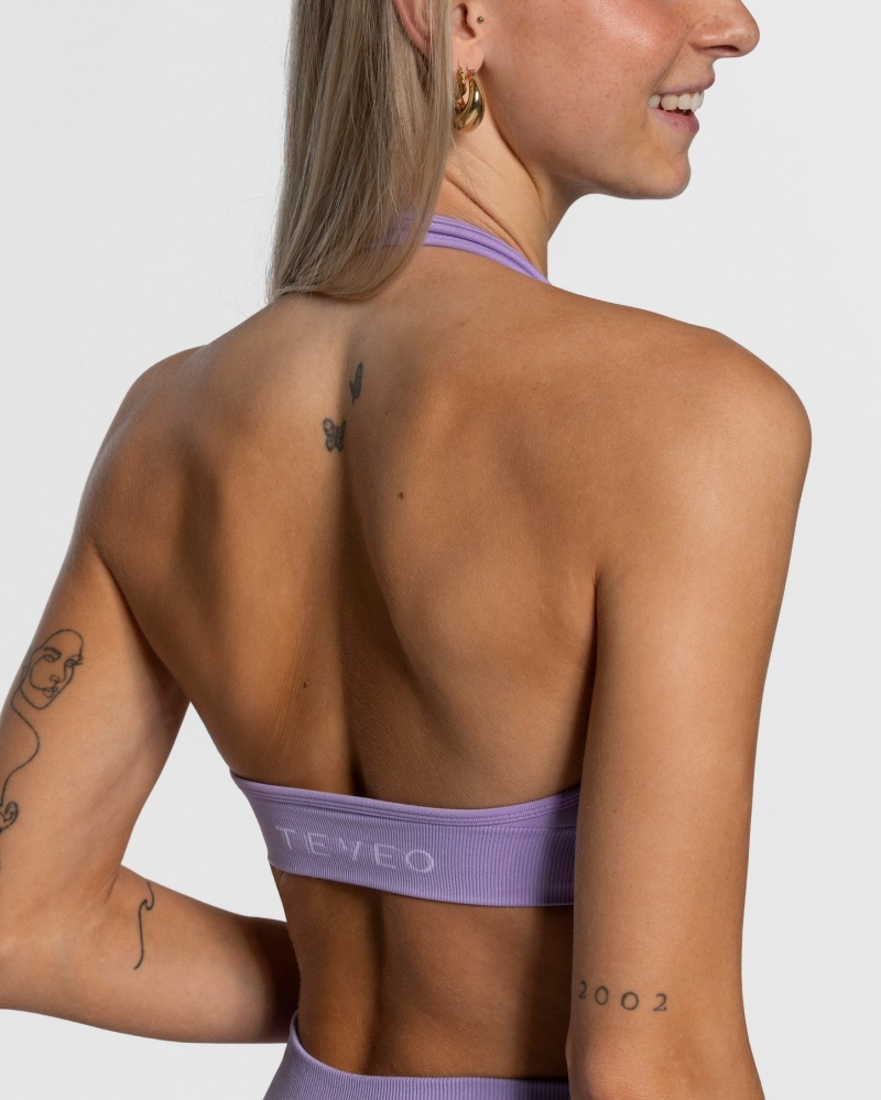 Light Purple Teveo Everyday Neckholder Women's Sports Bra | UK-UYDW81962