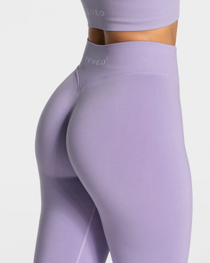 Light Purple Teveo Statement Scrunch Women's Leggings | UK-OEXS52743