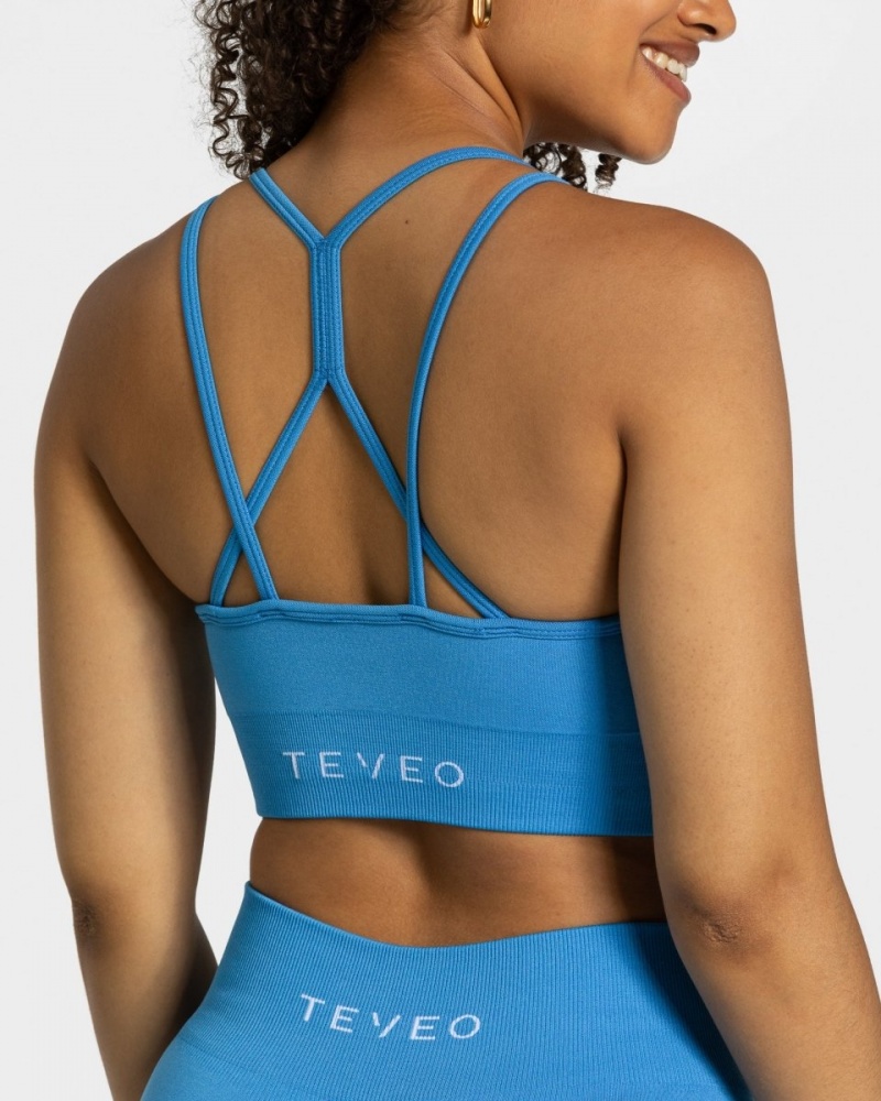 Navy Teveo Timeless Scrunch Women's Sports Bra | UK-POMF76508