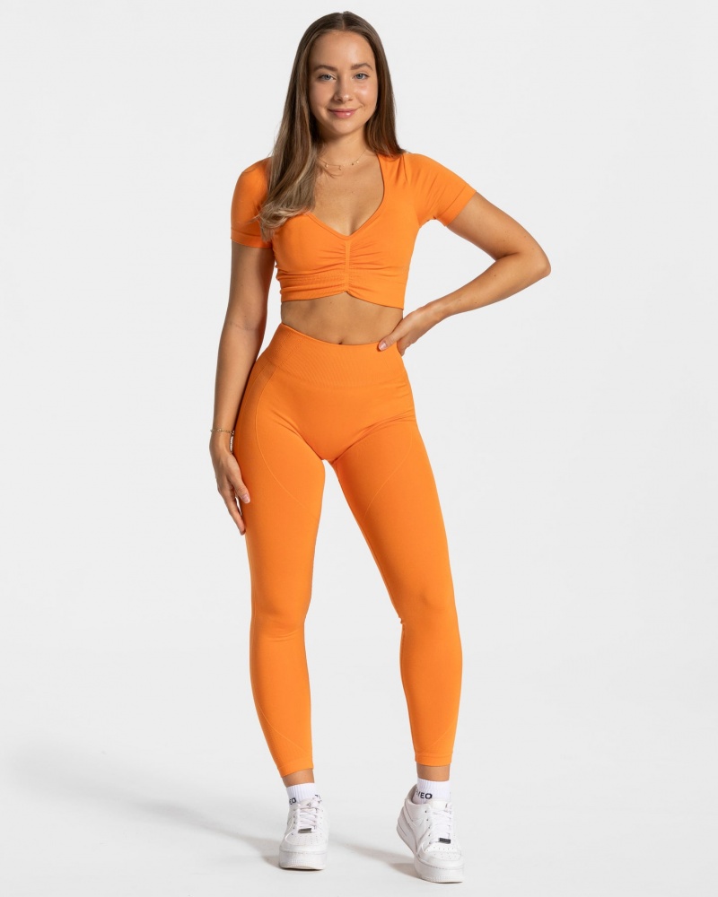 Orange Teveo Focus Crop Women's Tops | UK-WIBN42836