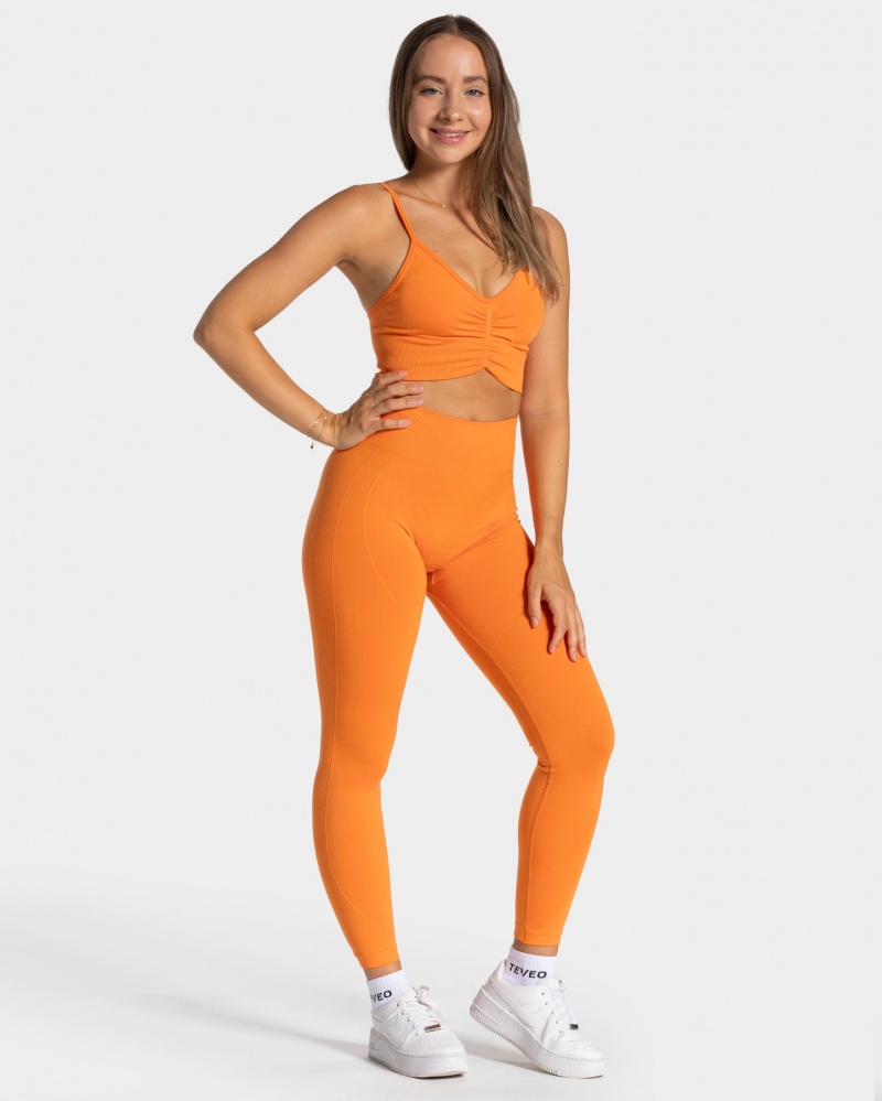 Orange Teveo Focus Scrunch Women's Leggings | UK-KEYA31827