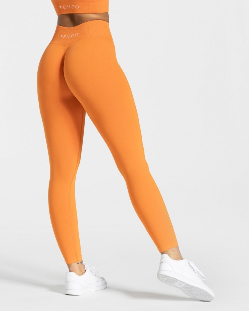 Orange Teveo Timeless Scrunch Women's Leggings | UK-HMXZ26803