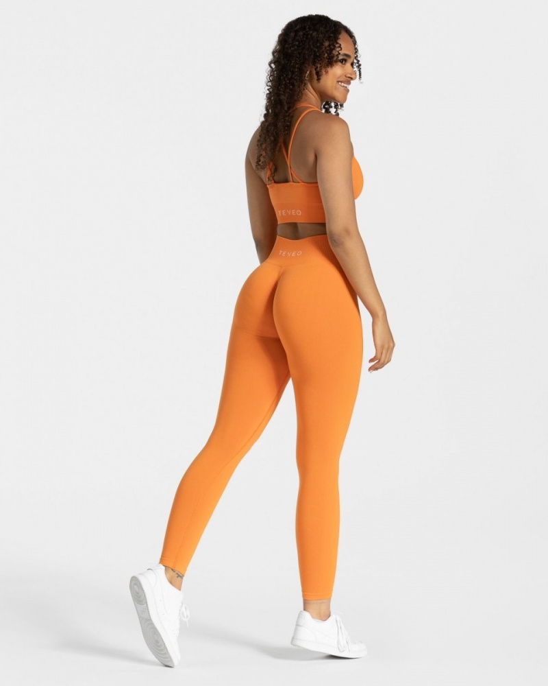 Orange Teveo Timeless Scrunch Women's Leggings | UK-HMXZ26803