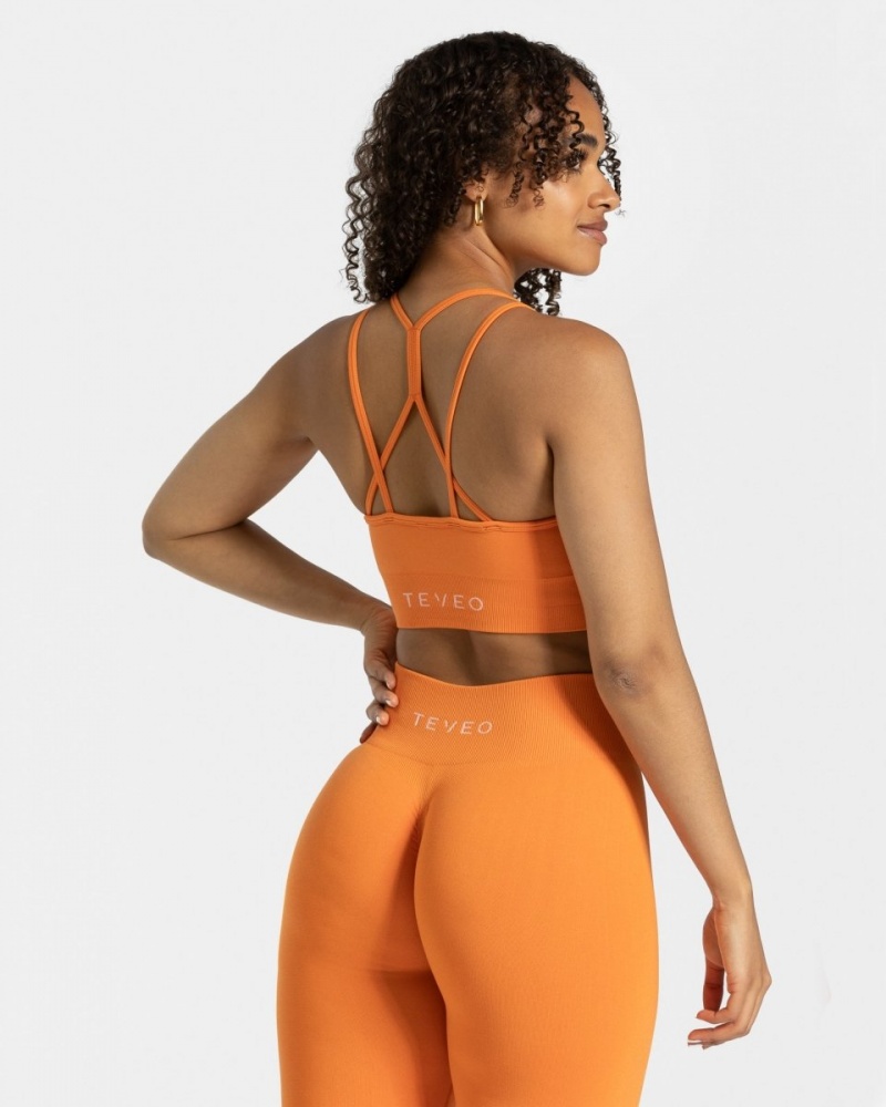 Orange Teveo Timeless Scrunch Women's Sports Bra | UK-DJRI74136