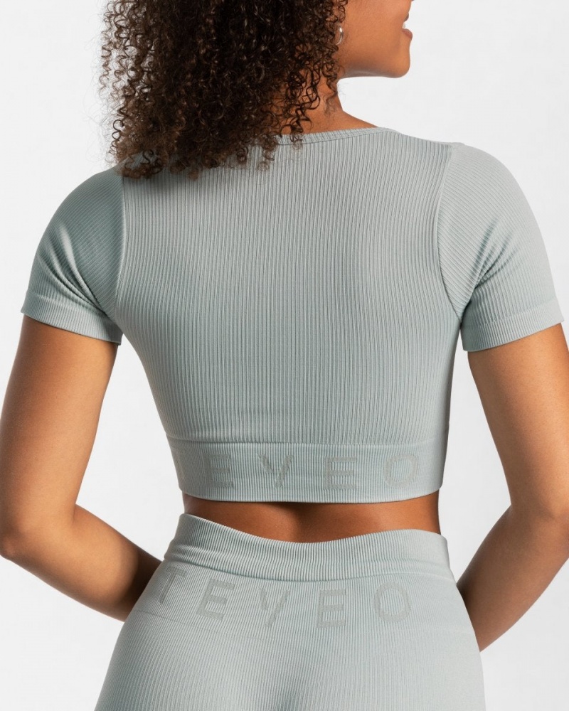 Peacock Teveo Ribbed Crop Women's Tops | UK-WIES83017