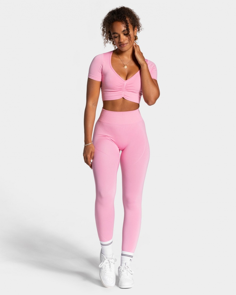 Pink Teveo Focus Crop Women's Tops | UK-UWTS30814