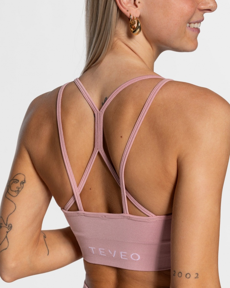 Pink Teveo Timeless Scrunch Women's Sports Bra | UK-LQVP62715