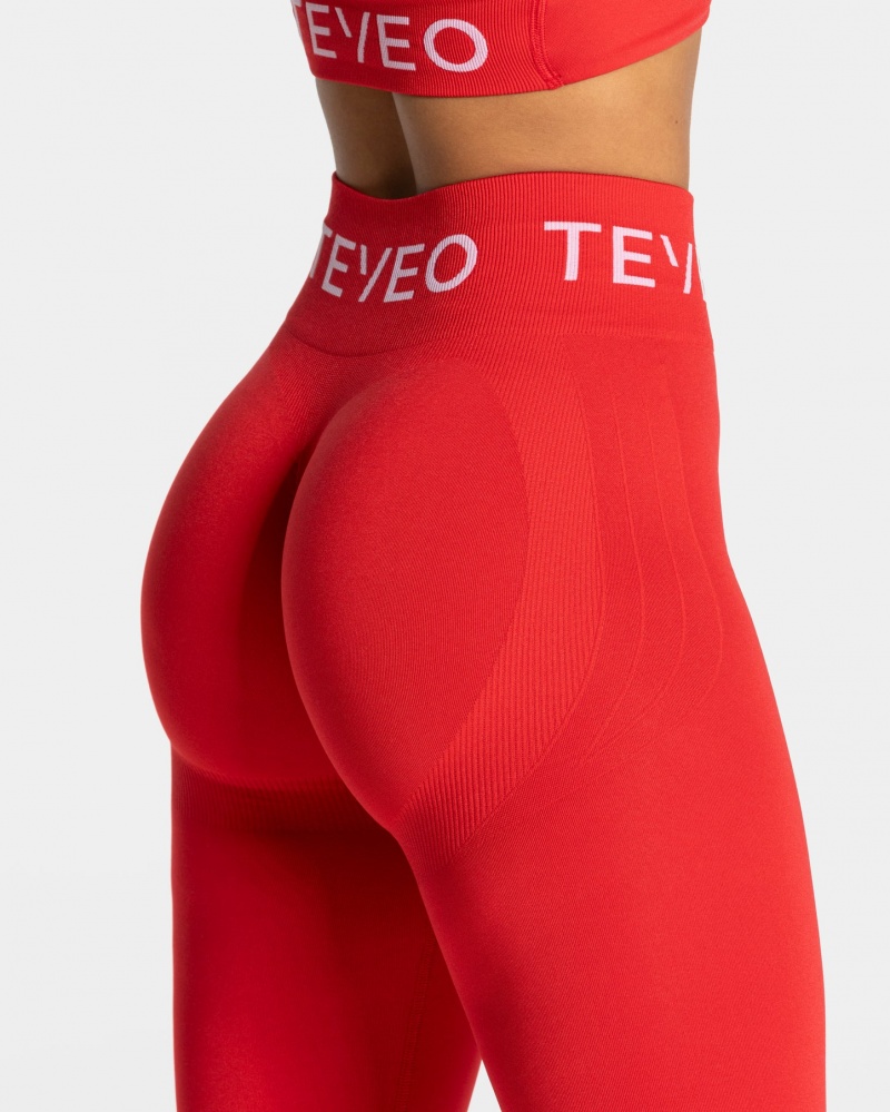 Red Teveo Signature Scrunch Women's Leggings | UK-RYKC76350