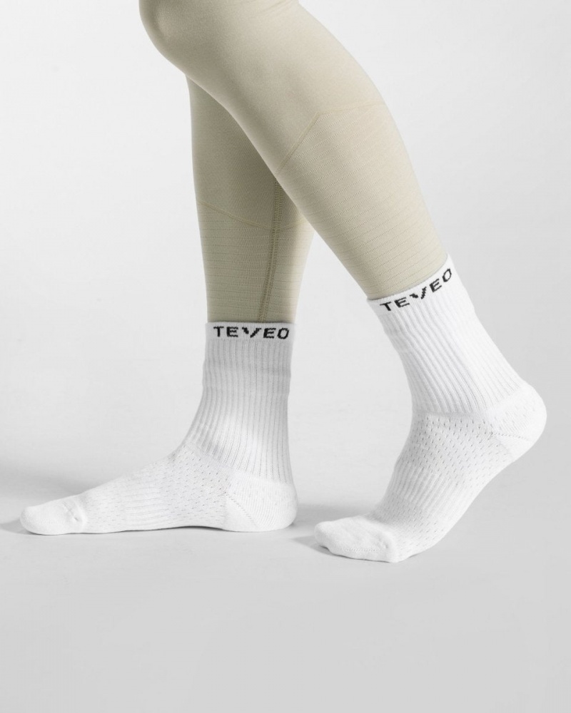 White Teveo Air (2pcs) Women's Socks | UK-QJSW37956