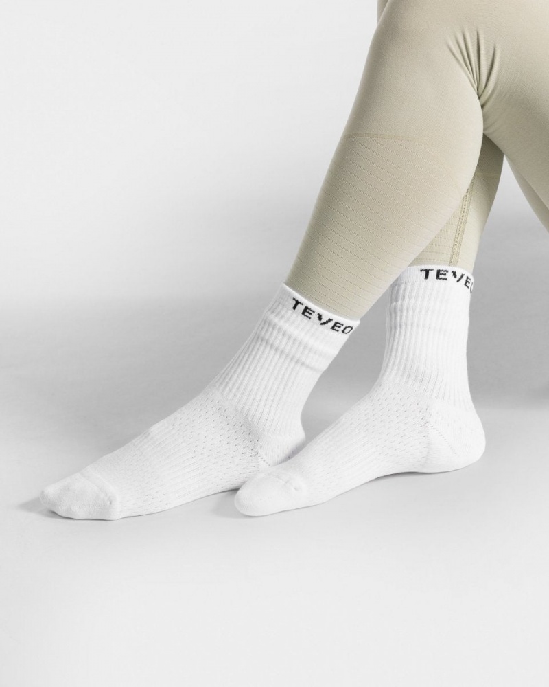 White Teveo Air (2pcs) Women\'s Socks | UK-QJSW37956