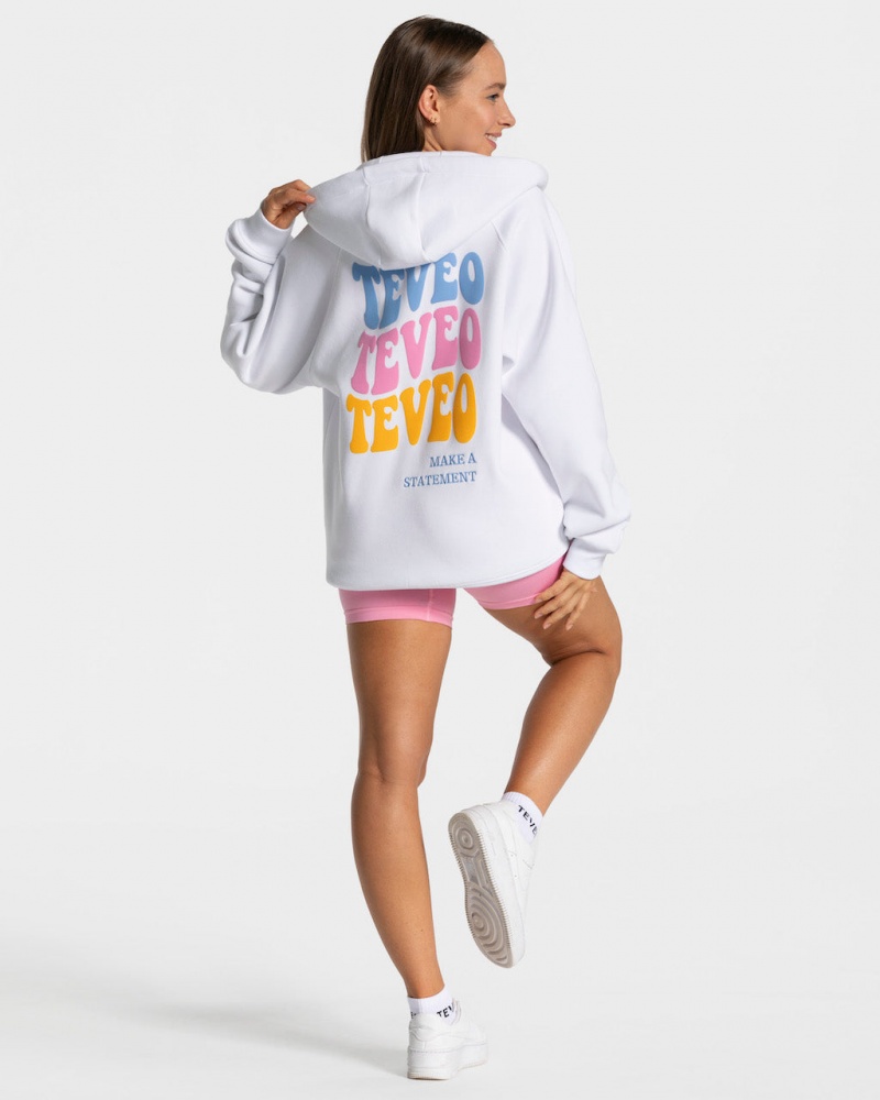 White Teveo Candy Oversized Women's Jacket | UK-ZABS21640