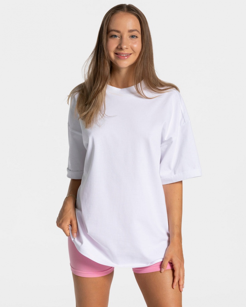 White Teveo Candy Oversized Women's T-Shirt | UK-RXAF29731