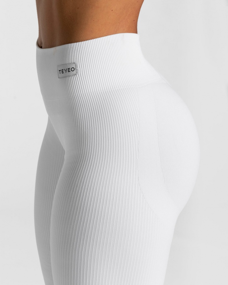 White Teveo Elegant Scrunch Women's Leggings | UK-ZEQW17084