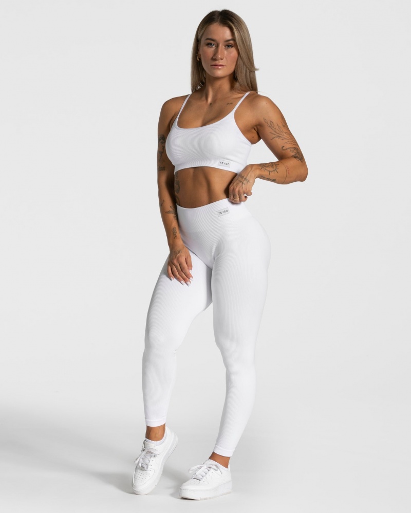 White Teveo Elegant Scrunch Women's Leggings | UK-ZEQW17084