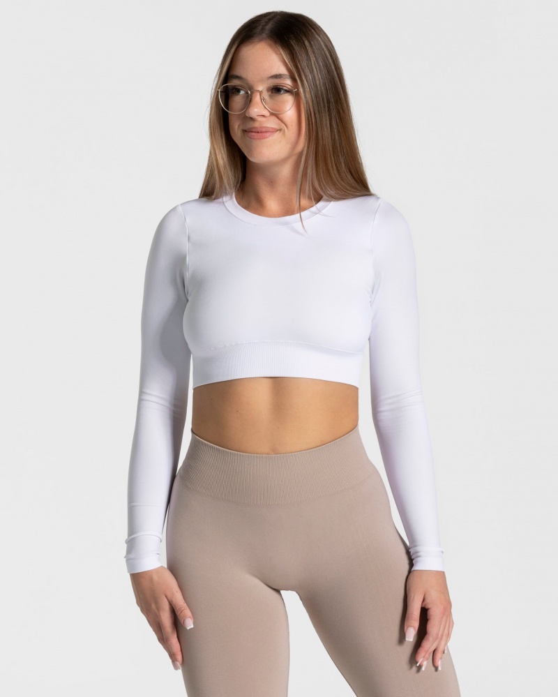 White Teveo Everyday Cut Out Women's Long Sleeve | UK-IBWR86172